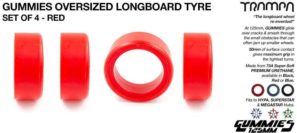 Set of 4 RED Gummies Tyres 