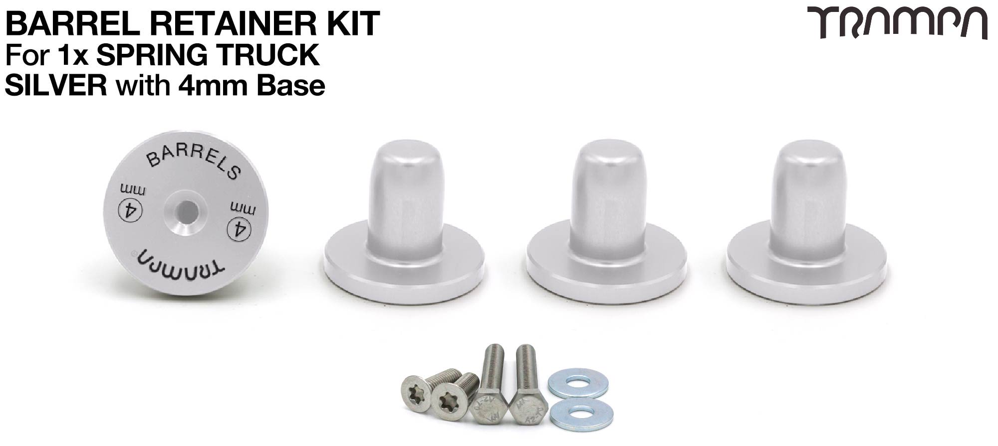 SILVER Barrel Retainers x4 with 4mm Base