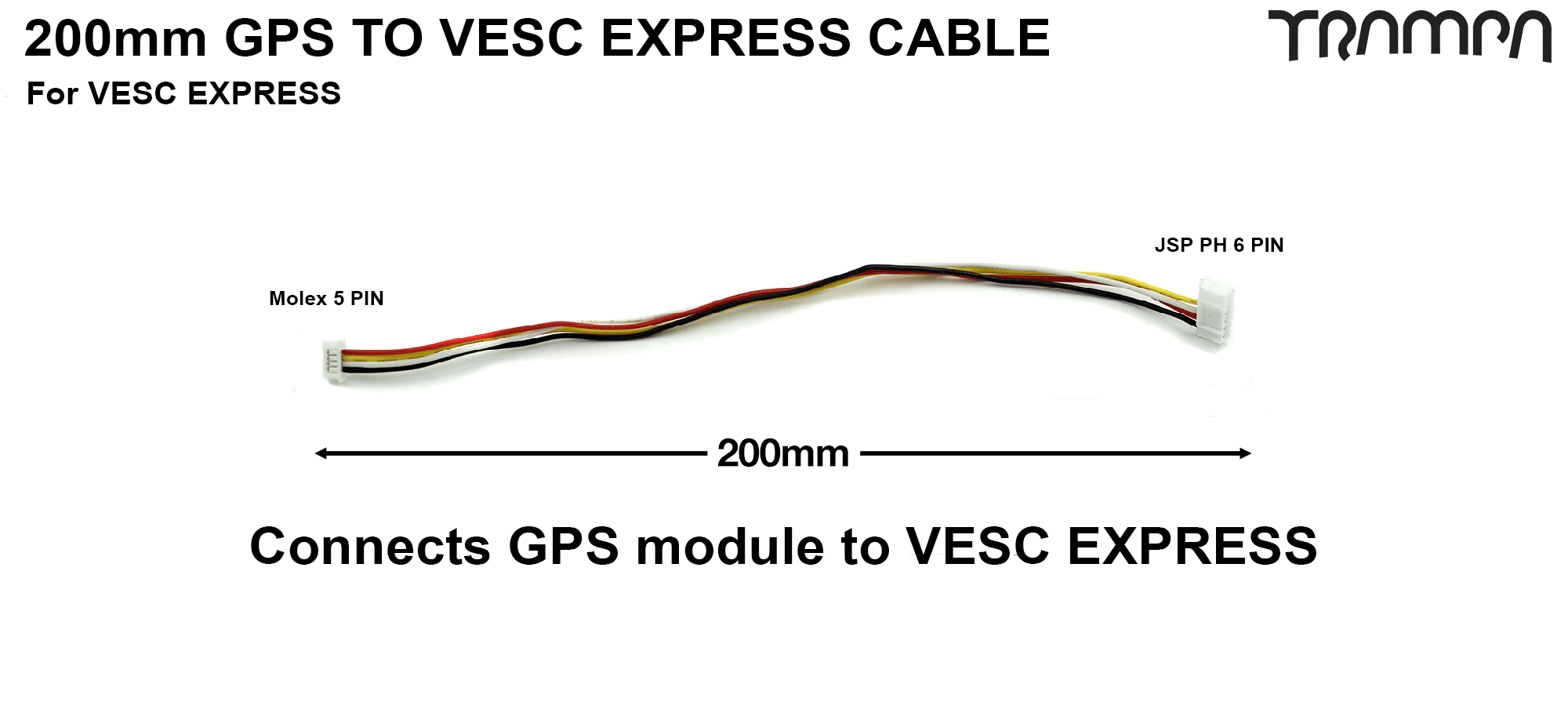 UART GPS to VESC EXPRESS Silicon Cable Black/Yellow/White/Red - 100mm