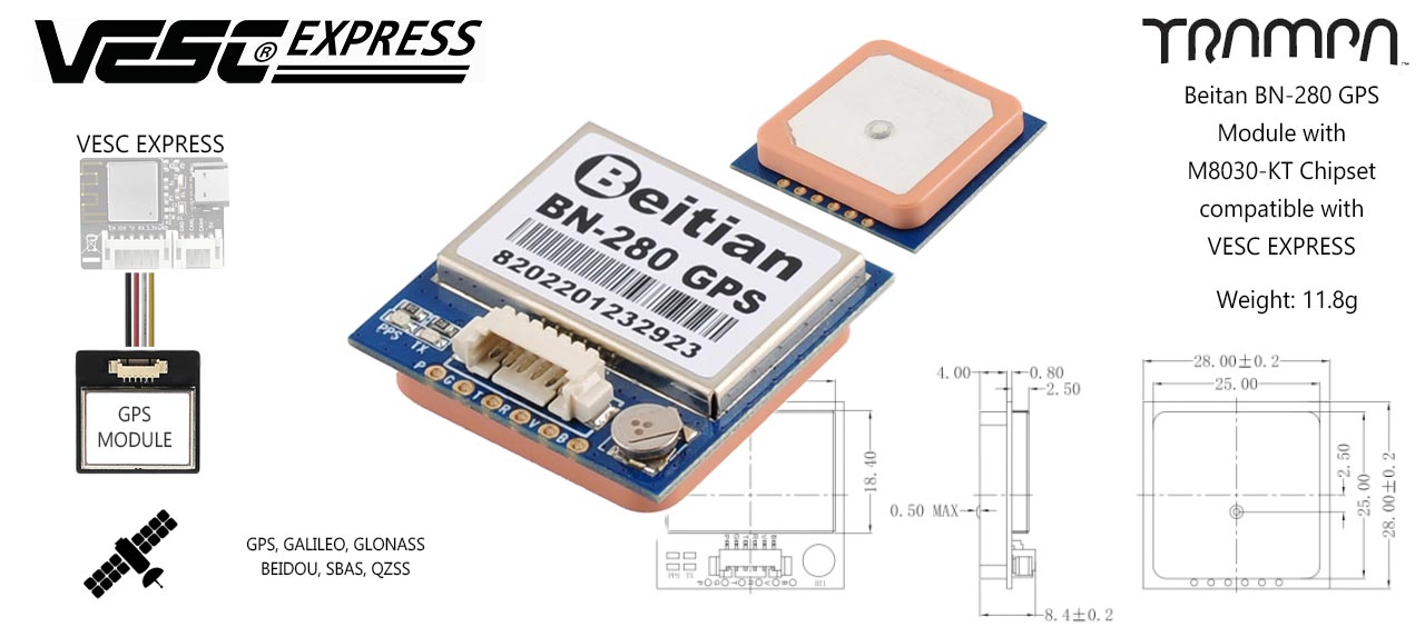 GPS Module & connecting Cable to fit to VESC EXPRESS BN-280 