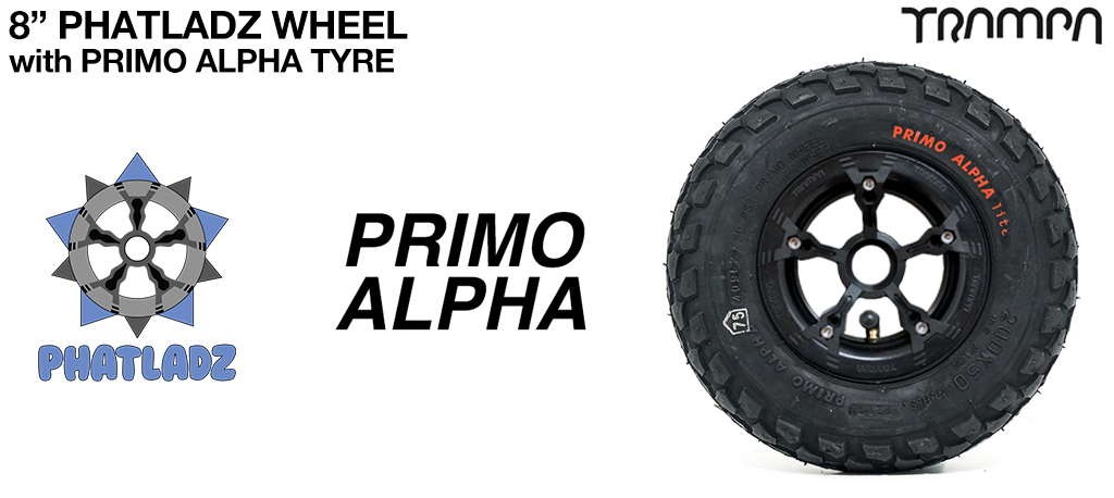 BLACK PHATLADZ Deepdish hub with 8 Inch PRIMO ALPHA 8 Inch Tyre