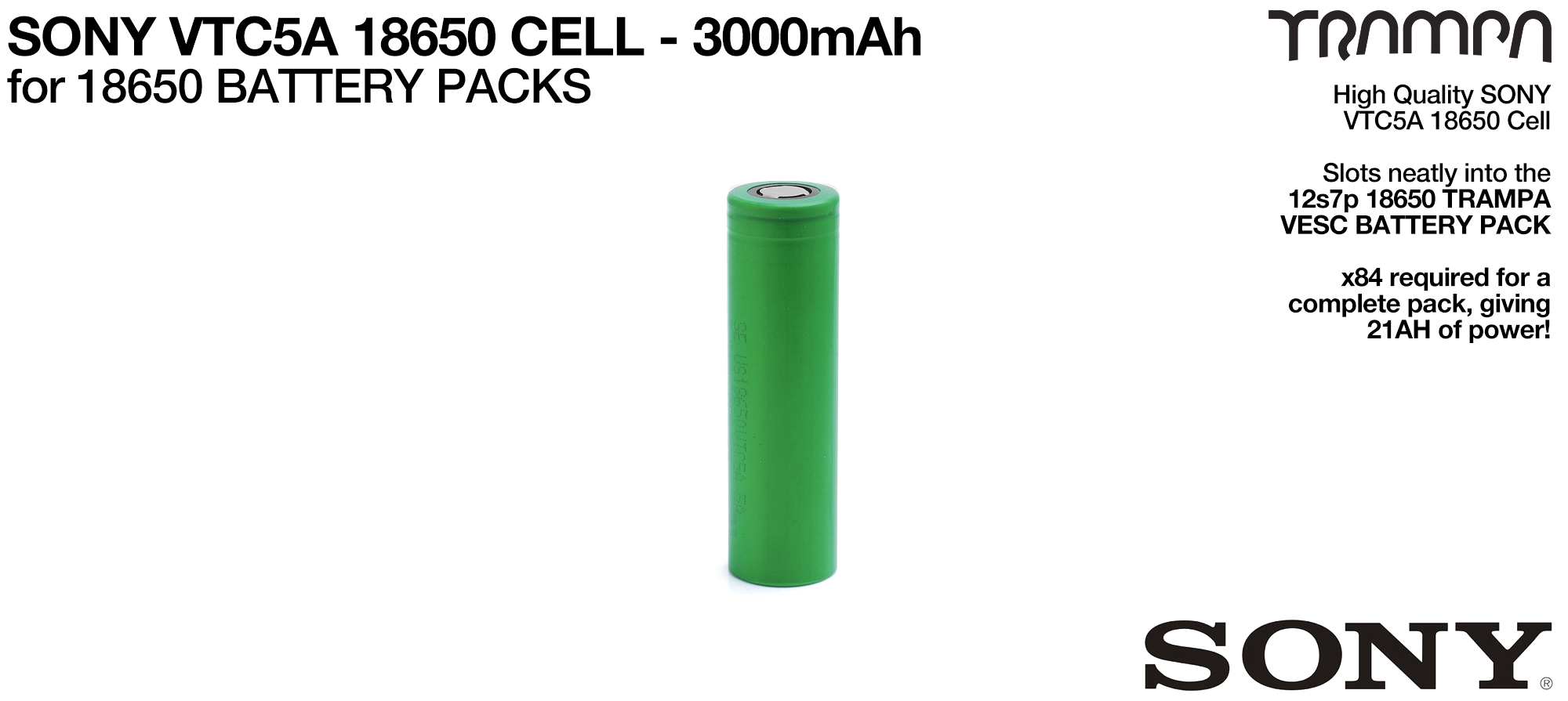 SONY VTC5A 18650 Cells 3000mAh - UK CUSTOMERS ONLY