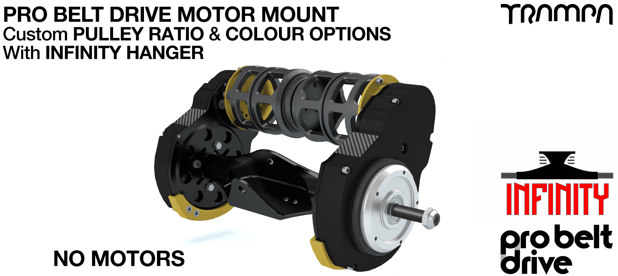 16mm PRO BELT DRIVE Motor Mounts with PULLEYS & FILTERS mounted on a CNC Hanger - NO Motors 