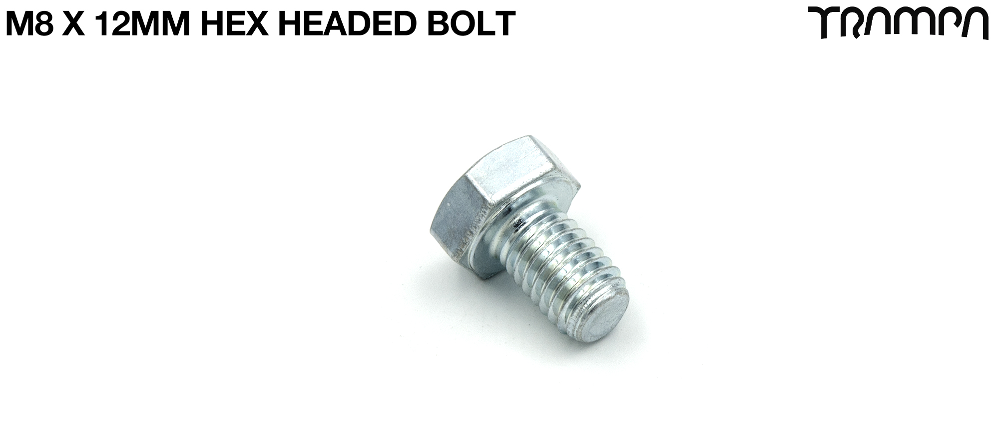 M8 x 12mm Hex Head Bolt - High Tensile 8.8 Bright Zinc Plated 
