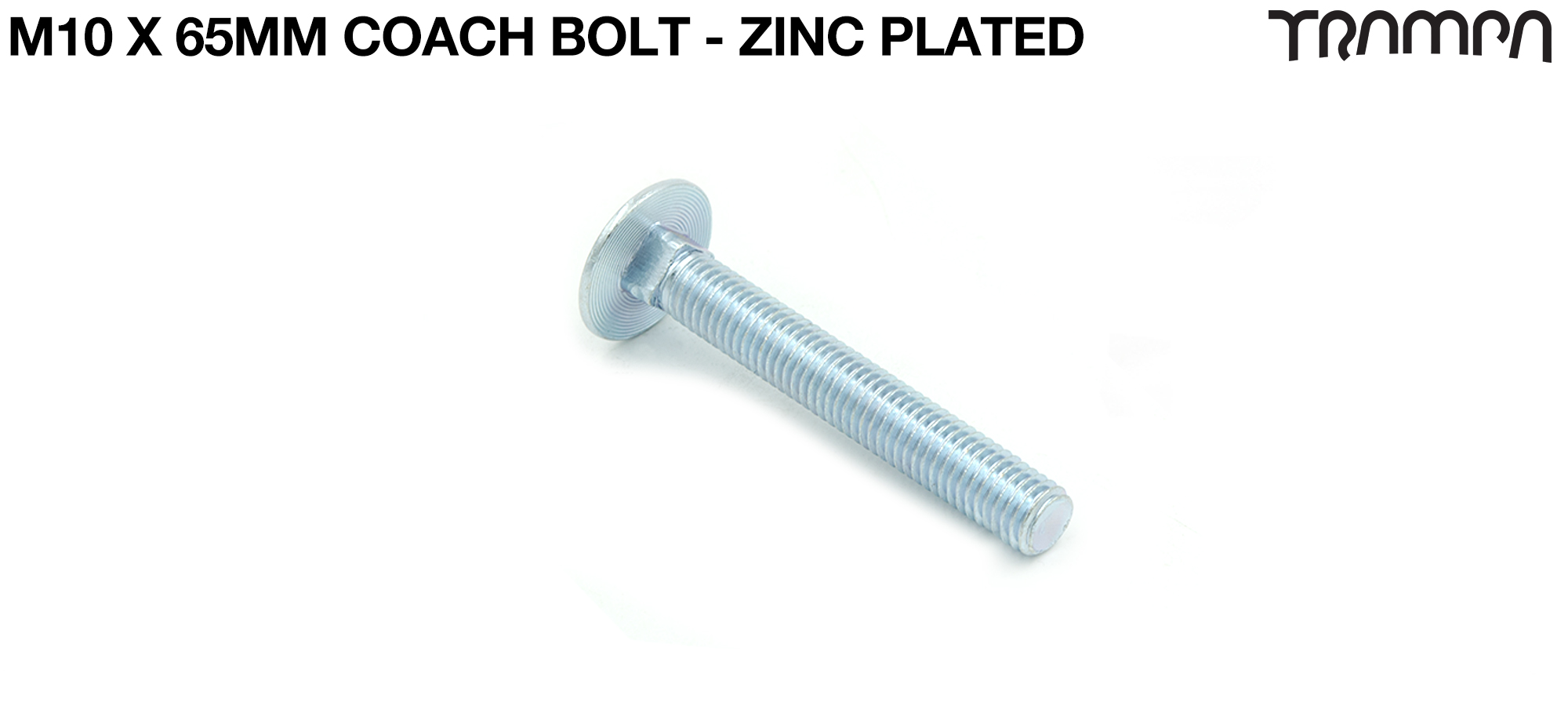 M10 x 65mm Coach Bolt Zinc plated