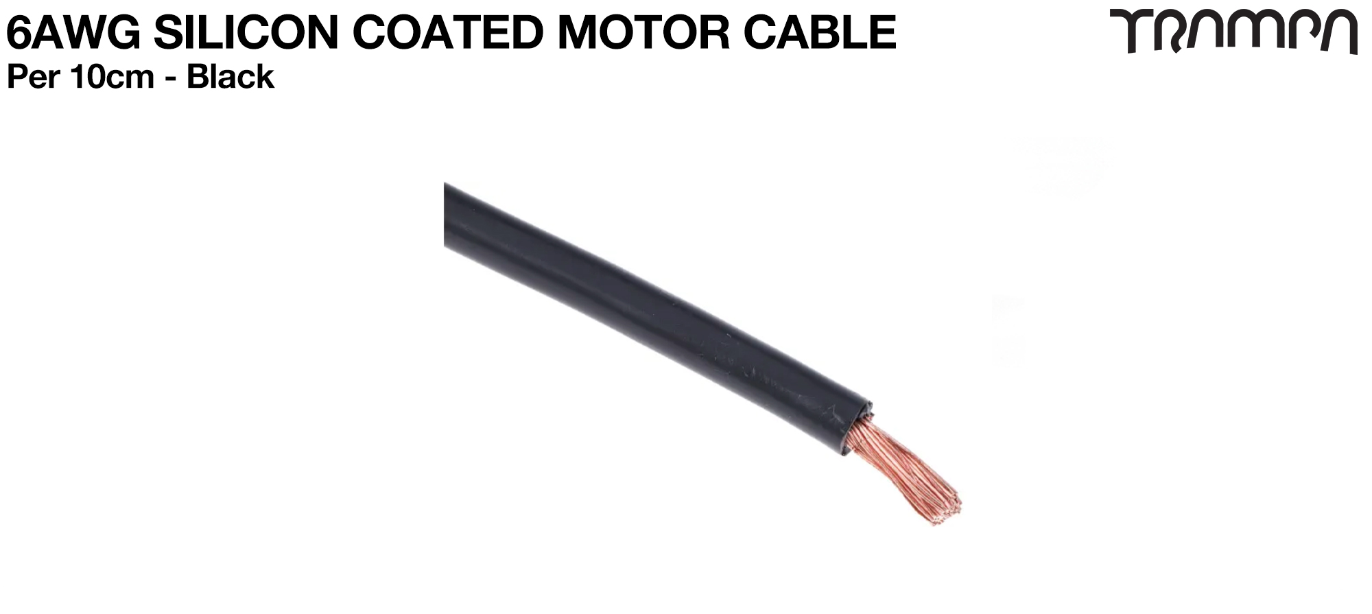 6AWG Silicon Coated Motor Cable BLACK - 10cm