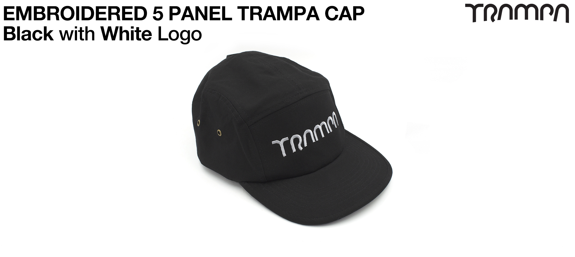 BLACK Beechfield 5 Panel Cap with SILVER TRAMPA logo 