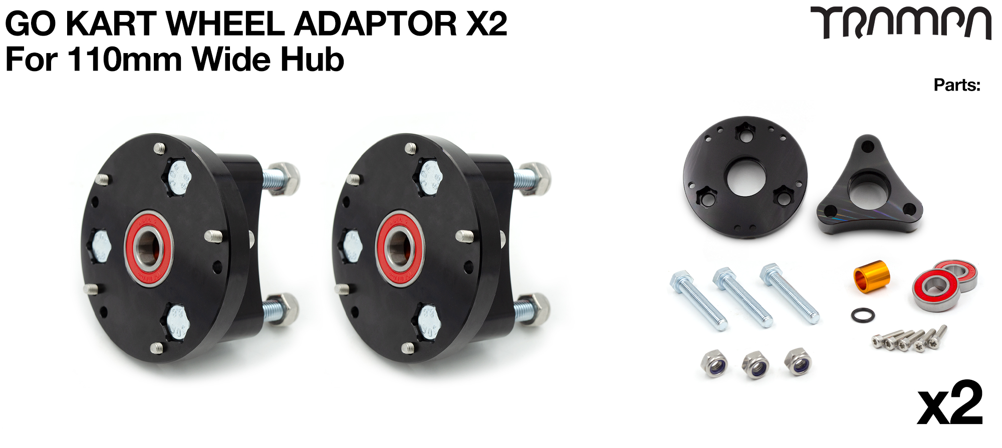 Go Kart WHEEL Adaptor - FRONT Wheel 110mm x2