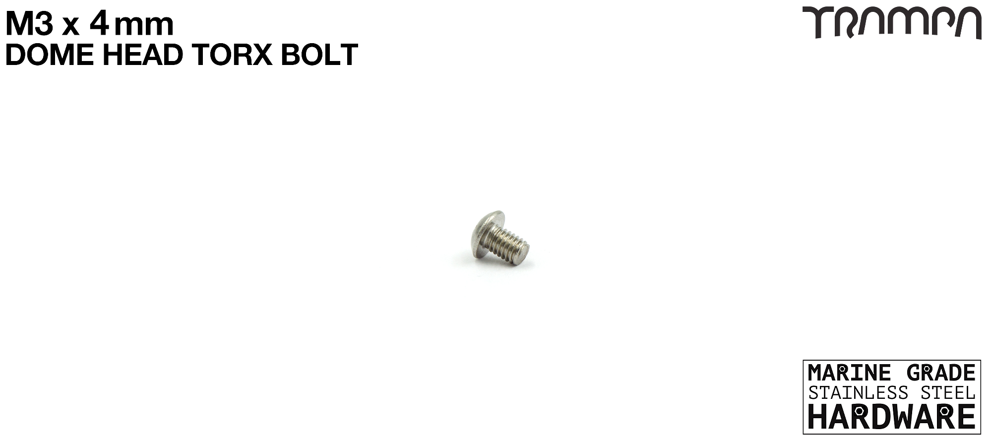 M3 x 4mm Dome head Stainless Steel TORX Bolt