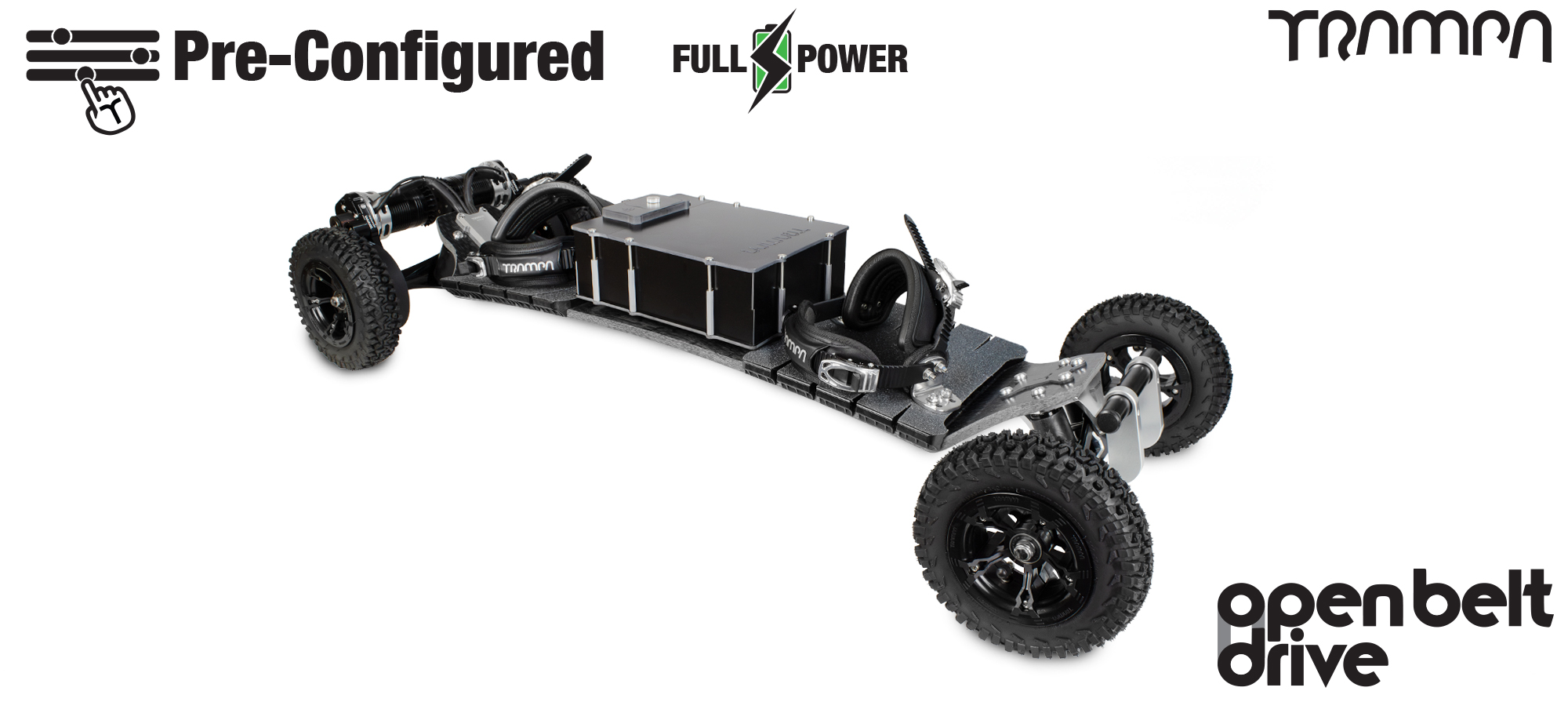 Pre-Configured - Full Power - Open Belt Drive Electric Mountainboard