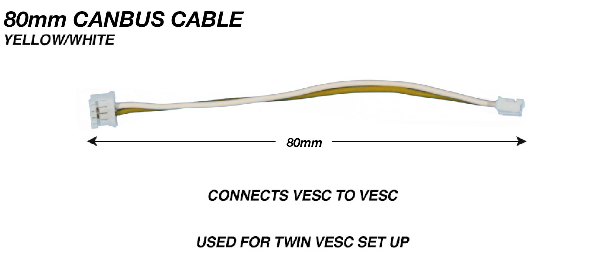 CANBUS Cable 24 AWG  Silicon Yellow/White - 80mm 