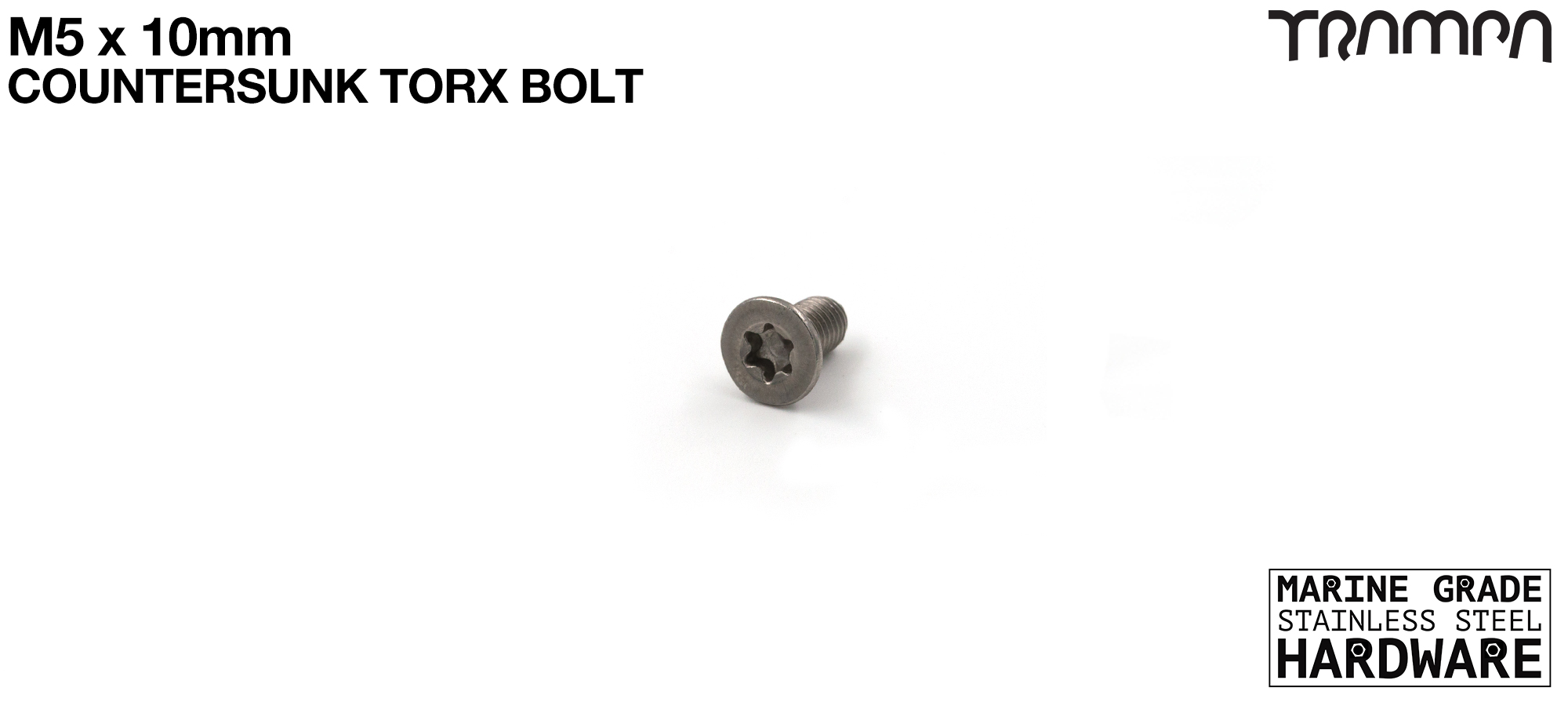 M5 x 8mm TORX Countersunk Bolt - Marine Grade Stainless steel with TORX Fitting 