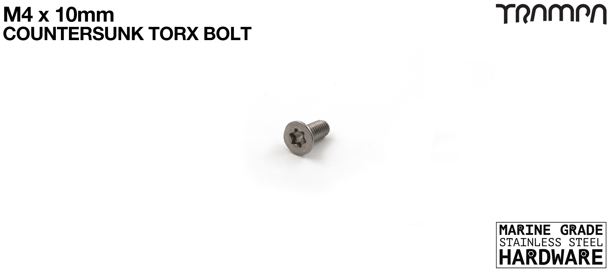 M4 x 6mm TORX Countersunk bolt Marine Grade Stainless Steel 