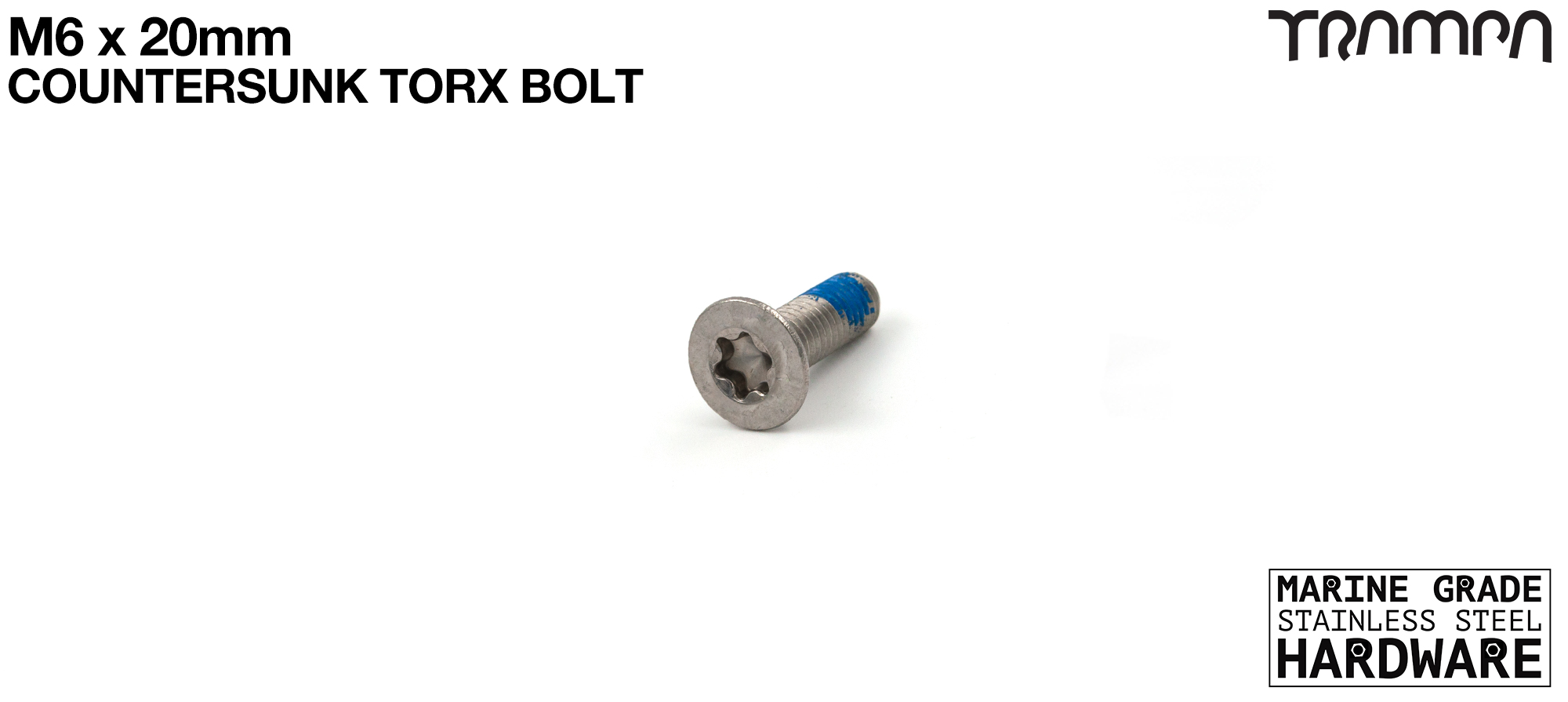 M6 x 20mm Countersunk TORX Bolt - Marine Grade Stainless steel with locking paste