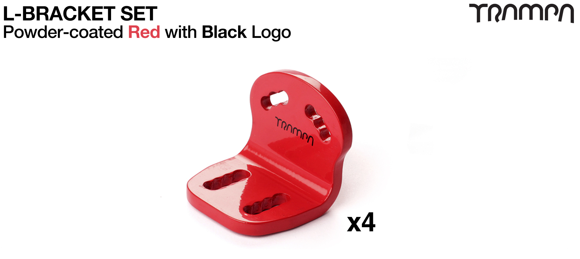 L Bracket - Powder-Coated RED with BLACK logo x4