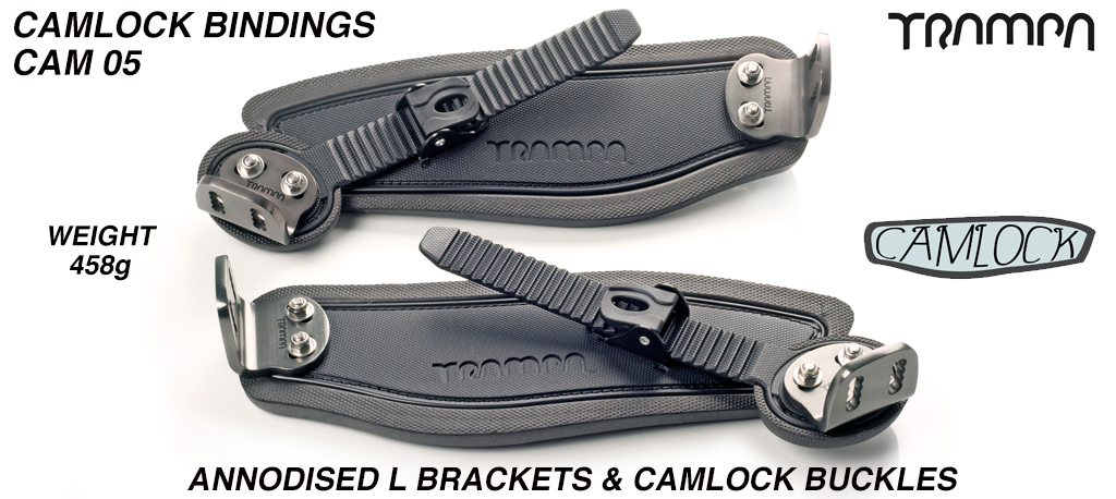 Camlock Bindings - Black straps on Black foam Gunmetal L Brackets & Black Camlocks