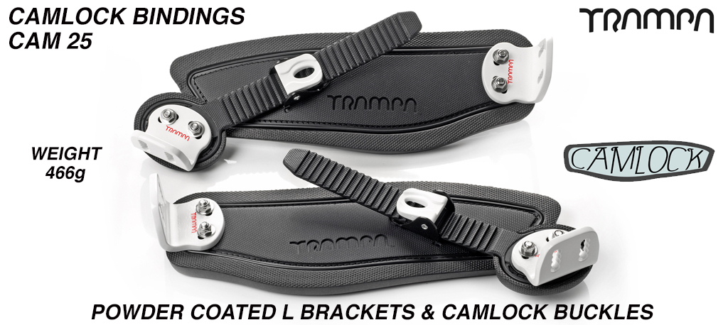 Camlock Bindings - Black Straps Black Foam White L Brackets & Black Camlocks