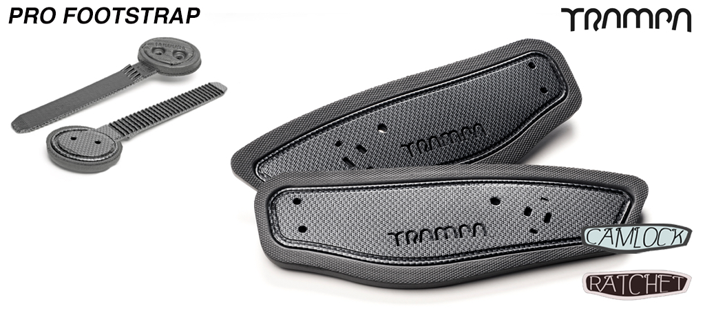 Ratchet Binding Footstrap & Ladder - Carbon Print straps on Black foam