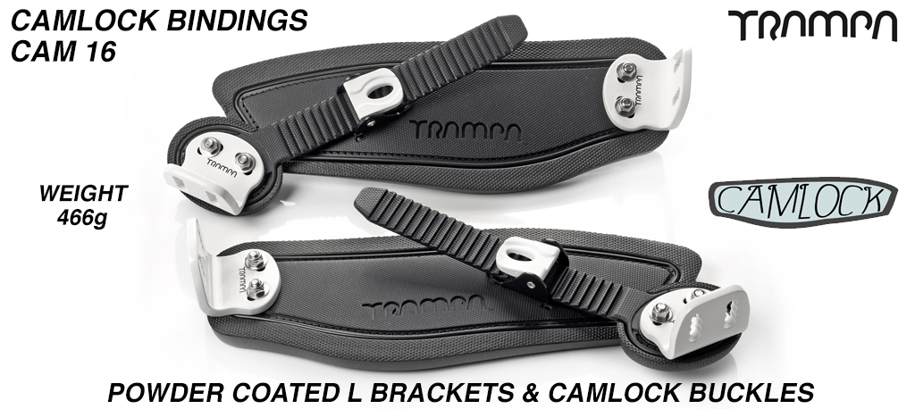 Camlock Bindings - Black straps on Black Foam with White L Brackets & Camlock